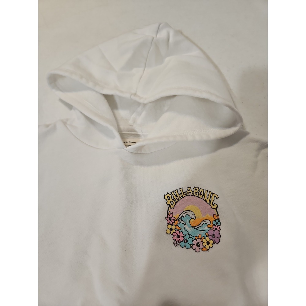Billabong Hoodie Youth Small White Beach Wave Floral Sweatshirt *stain(1188